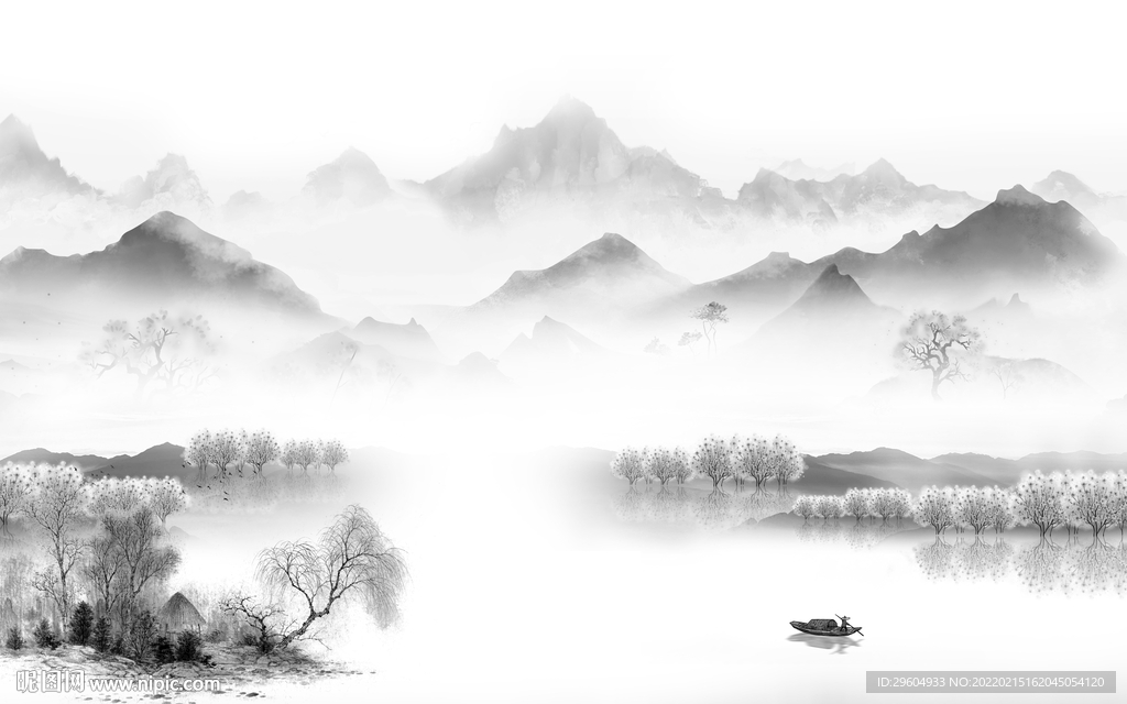 客厅高档灰山水 tif分层画