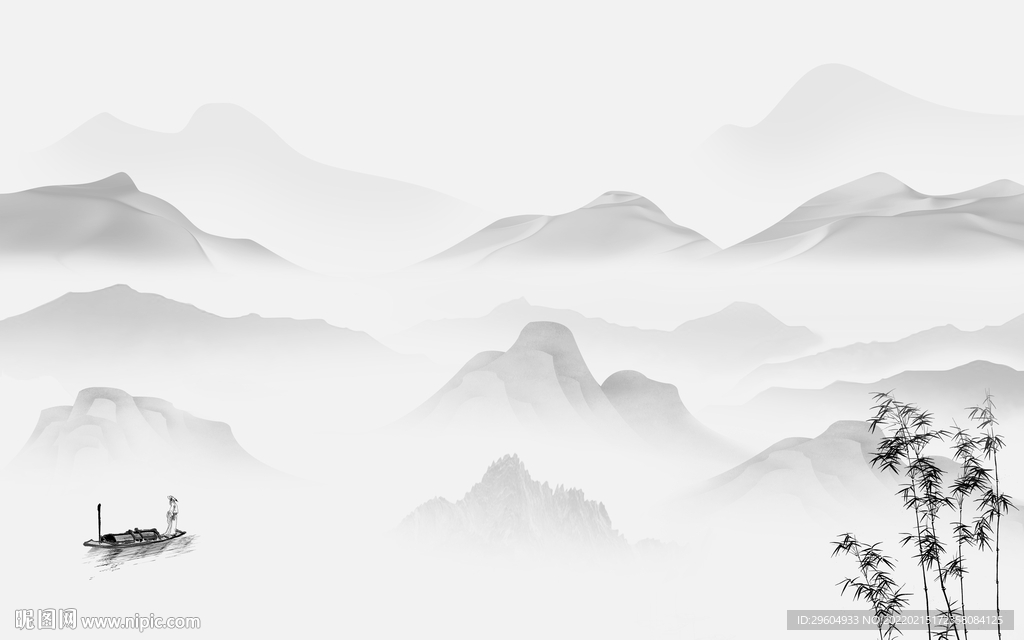 最新墙画灰色山水 tif分层设计图__无框画_环境设计_设计图库_昵图网nipic.com