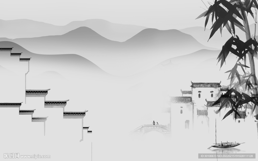 别墅现代背景山水 tif分层