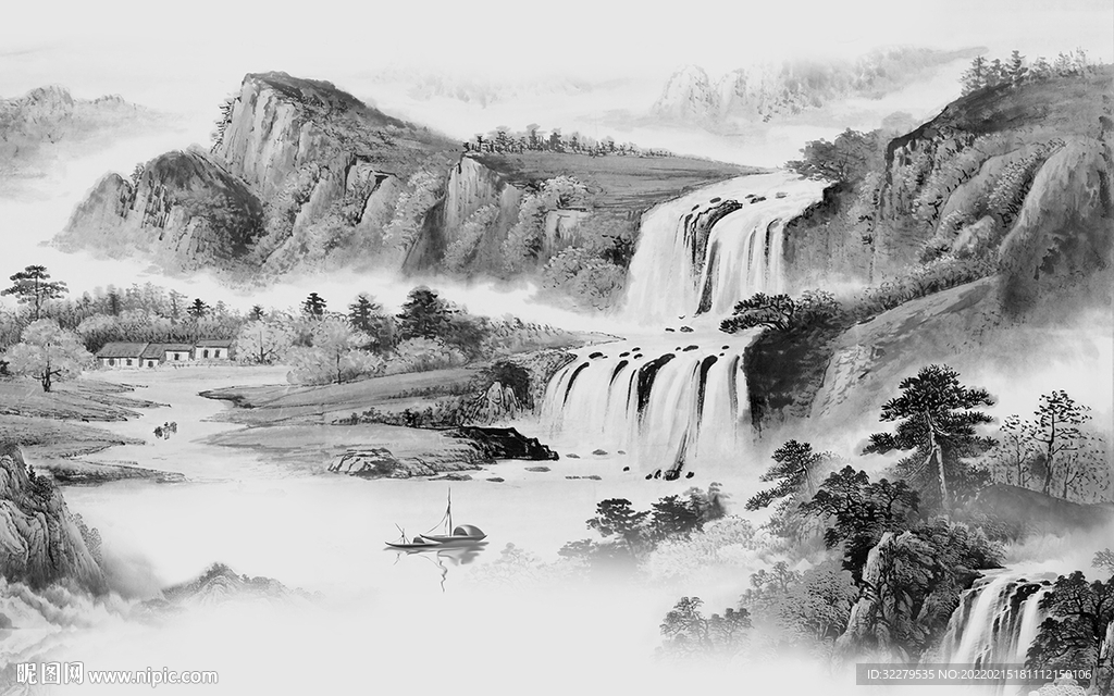 热卖灰色客厅山水 TiF分层