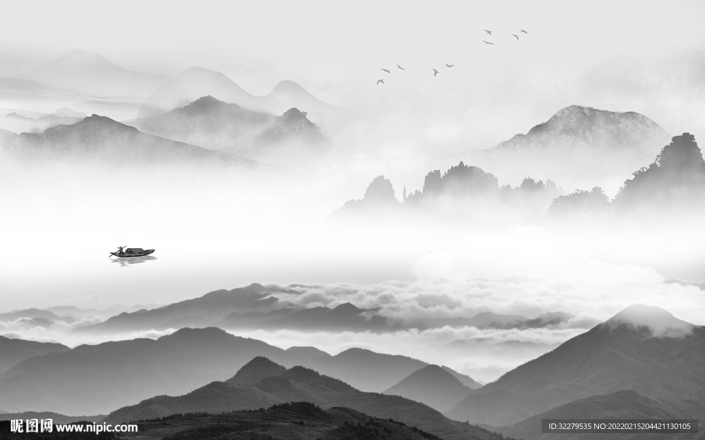 大气灰色客厅山水 TiF分层