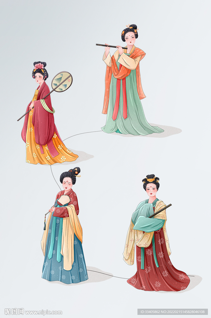 中国风工笔画风格女性形象