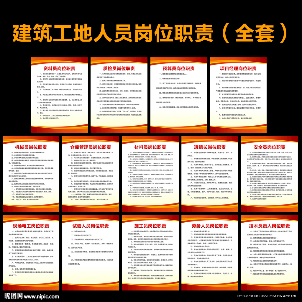 建筑工地岗位职责制度挂图