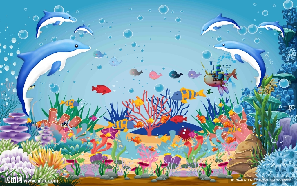 卡通海洋背景墙
