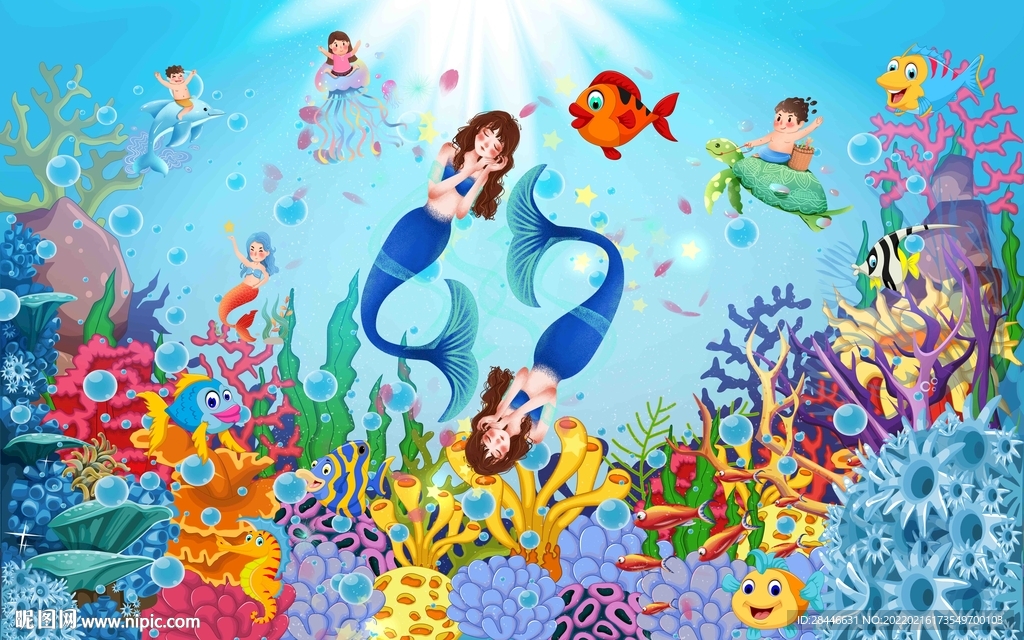 卡通海洋背景墙  