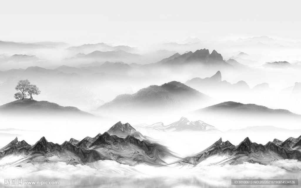 现代 灰色新款山水 TlF分层