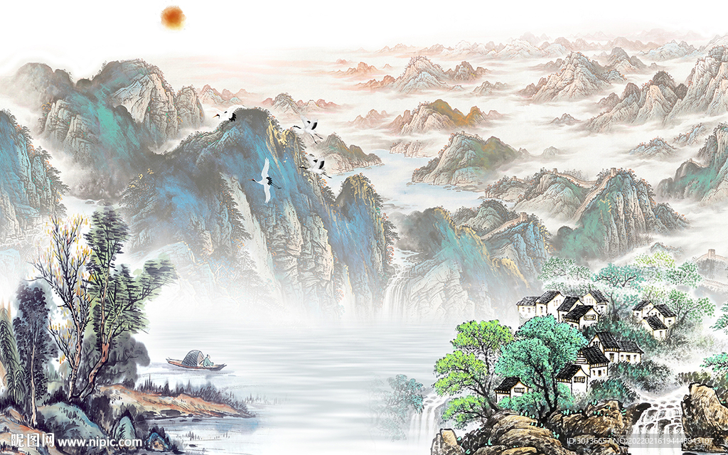 简约 高档现代山水 tif分层