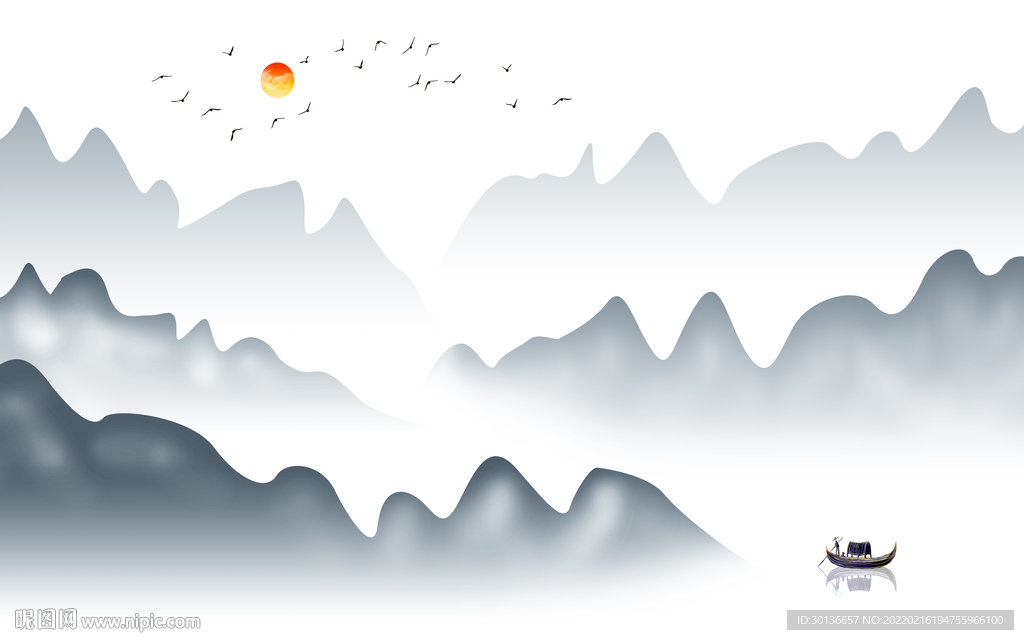 中式高档现代山水 tif分层