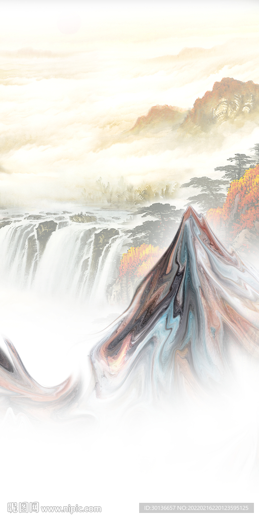 爆款山水画玄关 TIF分层 