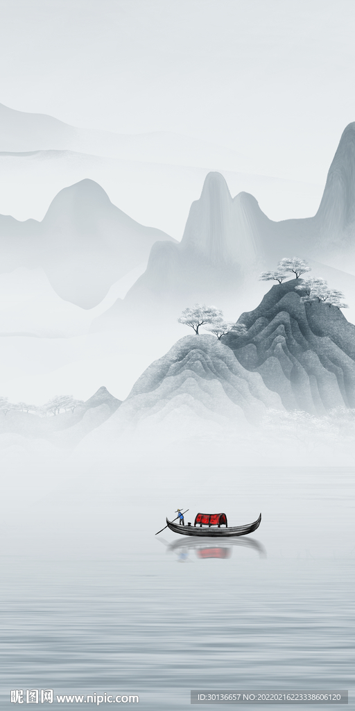 中式别墅山水玄关 TIF分层