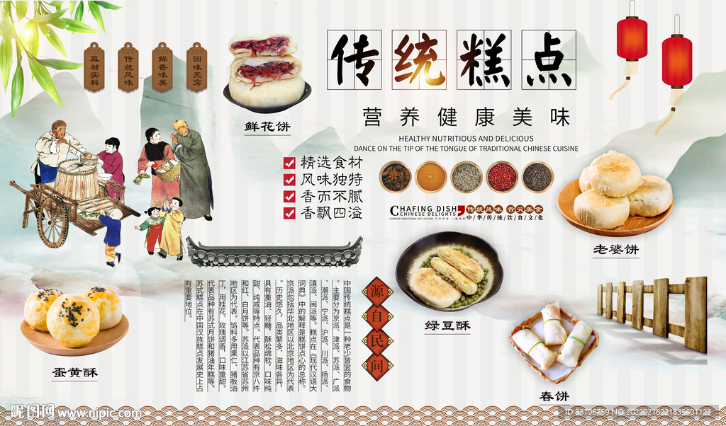 传统糕点背景墙