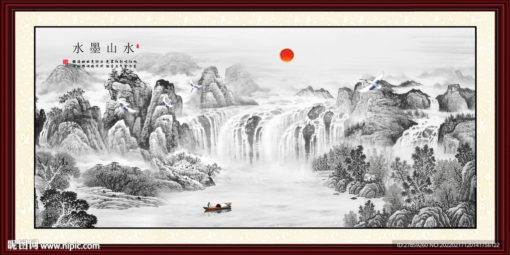 水墨画水墨山水画