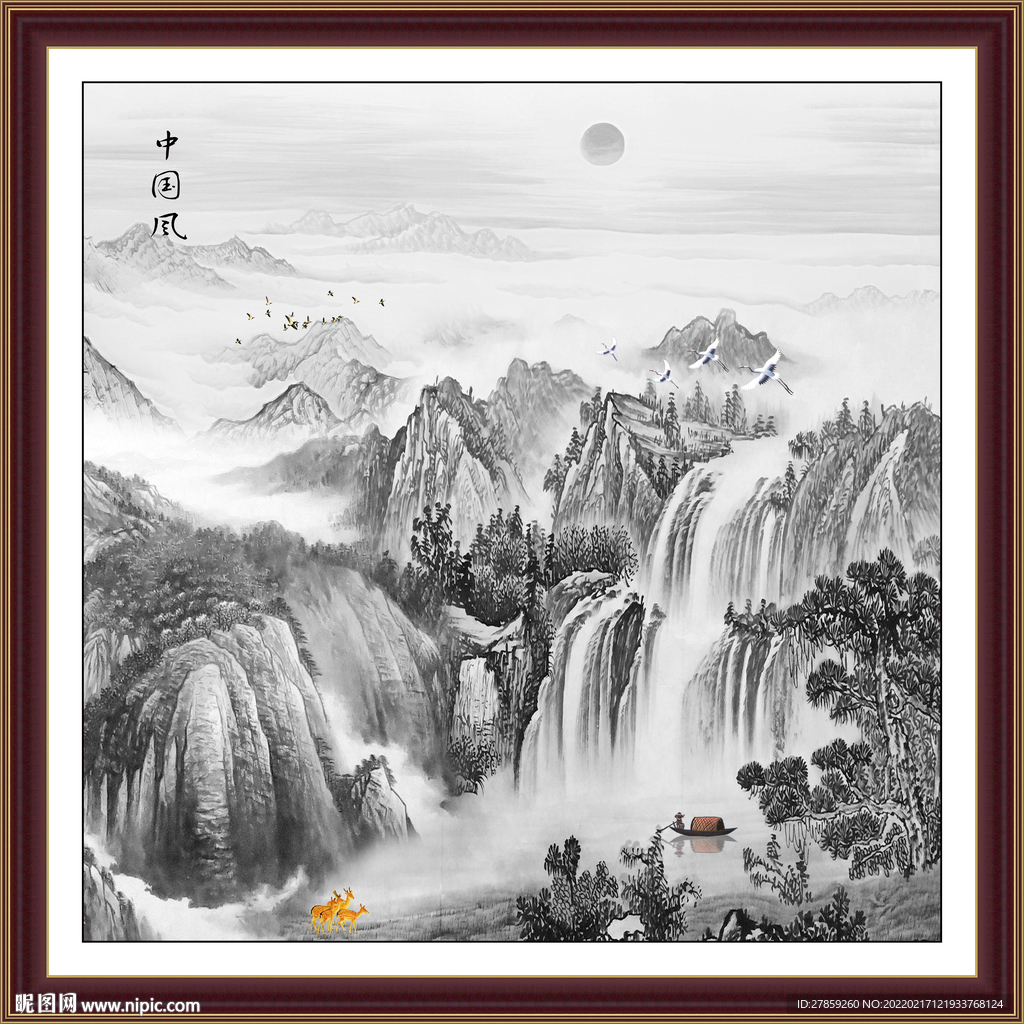 国画水墨山水画