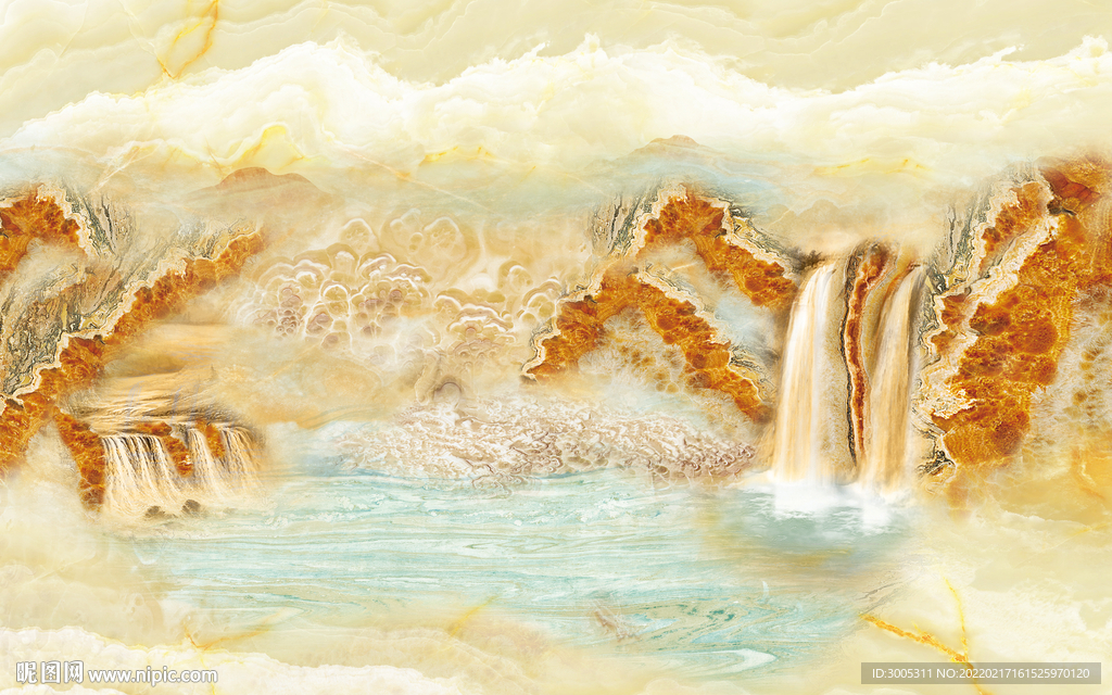 晶瓷画山水风景大理石纹