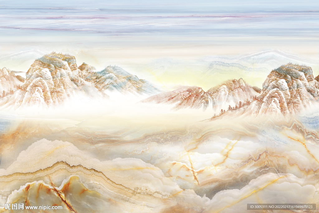 晶瓷画山水风景大理石纹
