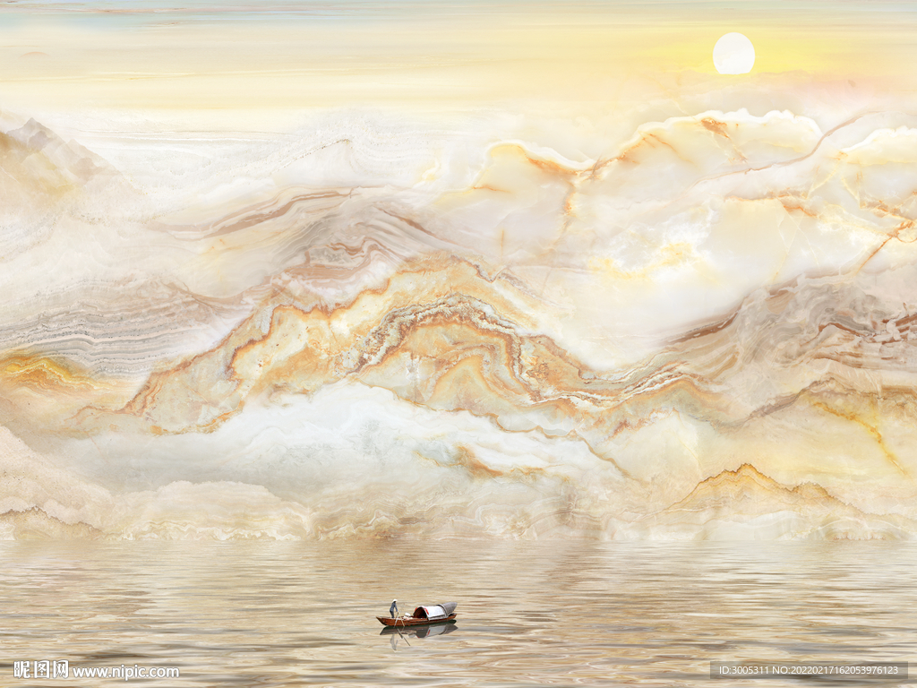 晶瓷画山水风景大理石纹