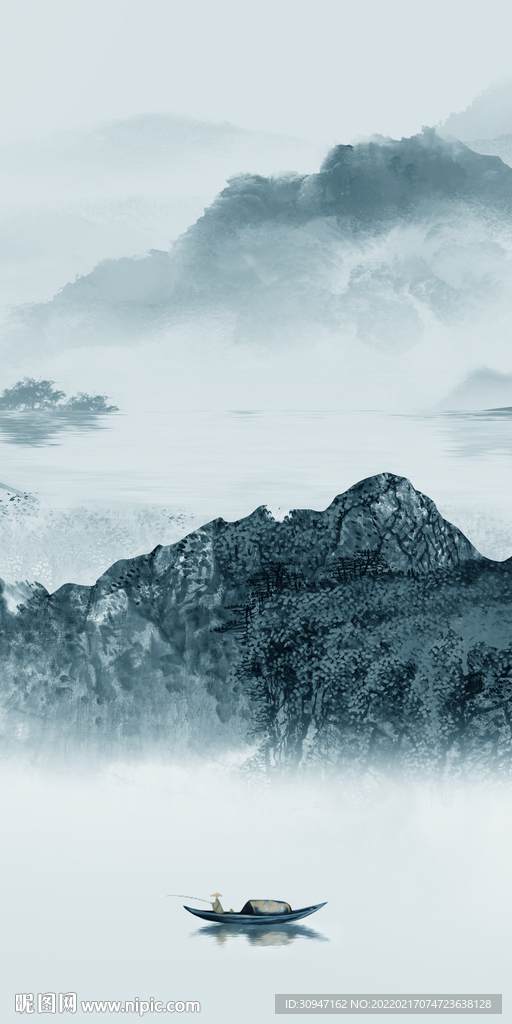 高清 极简山水玄关 TIF分层