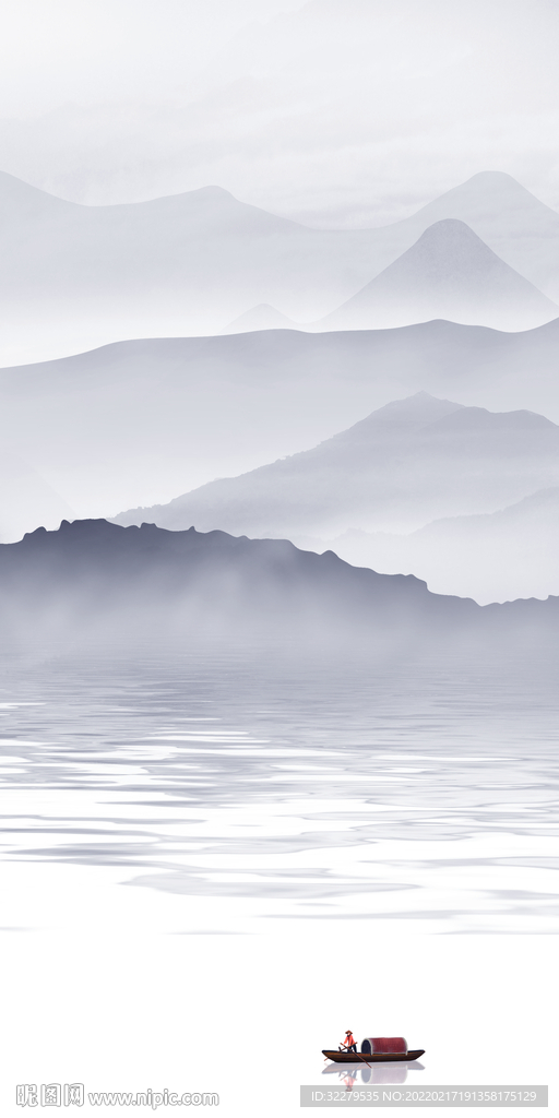 最新意境山水玄关 Tif分层