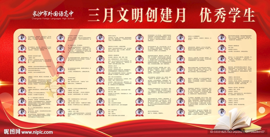 优秀学生展板