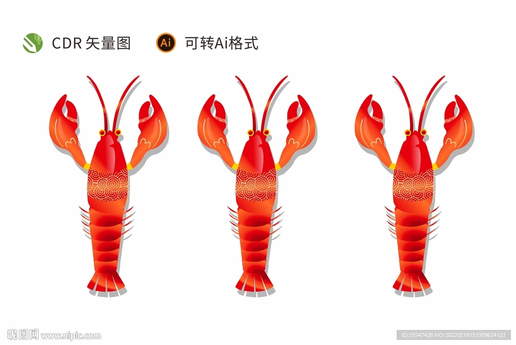 手绘插画小龙虾