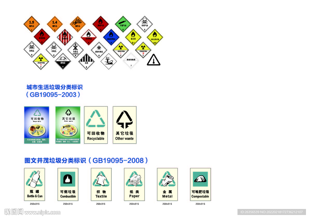 垃圾可回收标识图形