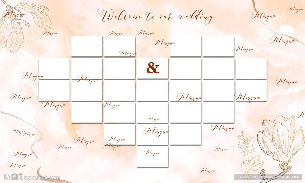 香槟色婚礼签到合影背景照片