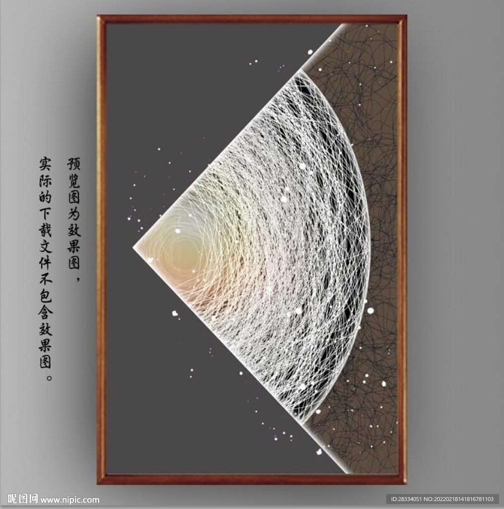 圆月抽象线条玄关装饰画
