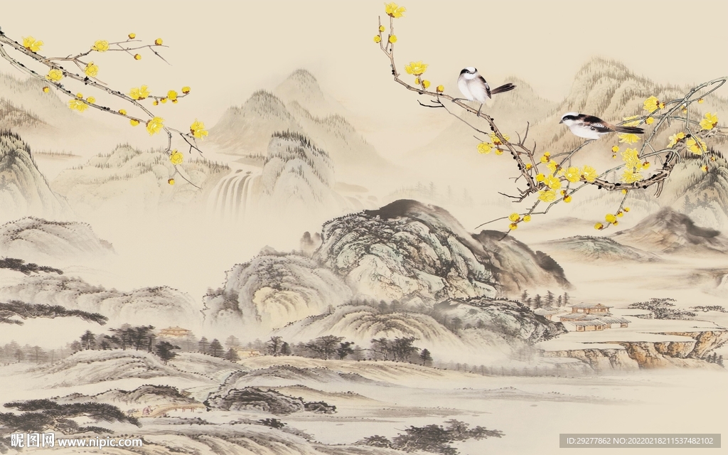 最新山水风景背景 tif分层
