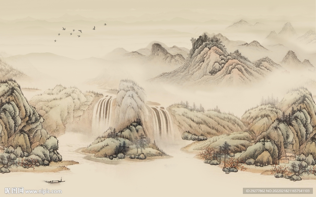 大气山水风景背景 tif分层