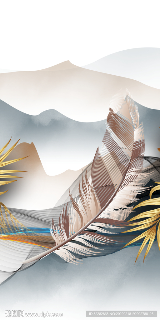 羽毛最新中式玄关 tif分层