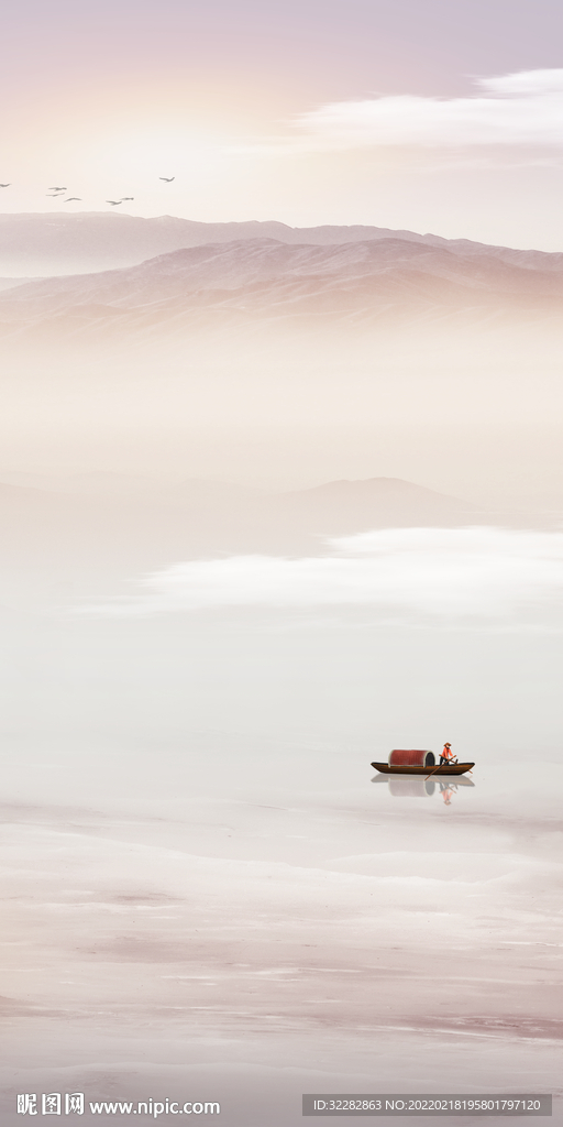 别墅 中式简约玄关 tif分层