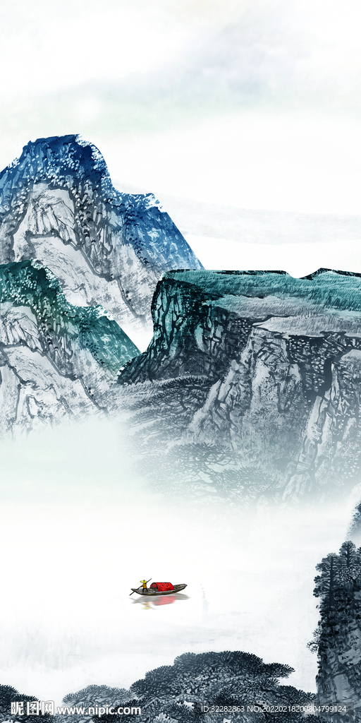 国画中式简约玄关 tif分层画