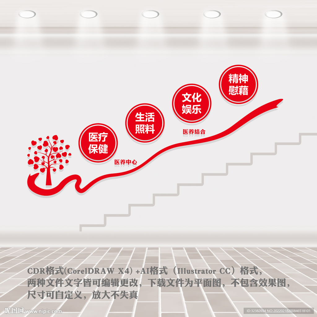 医养中心楼梯间文化墙