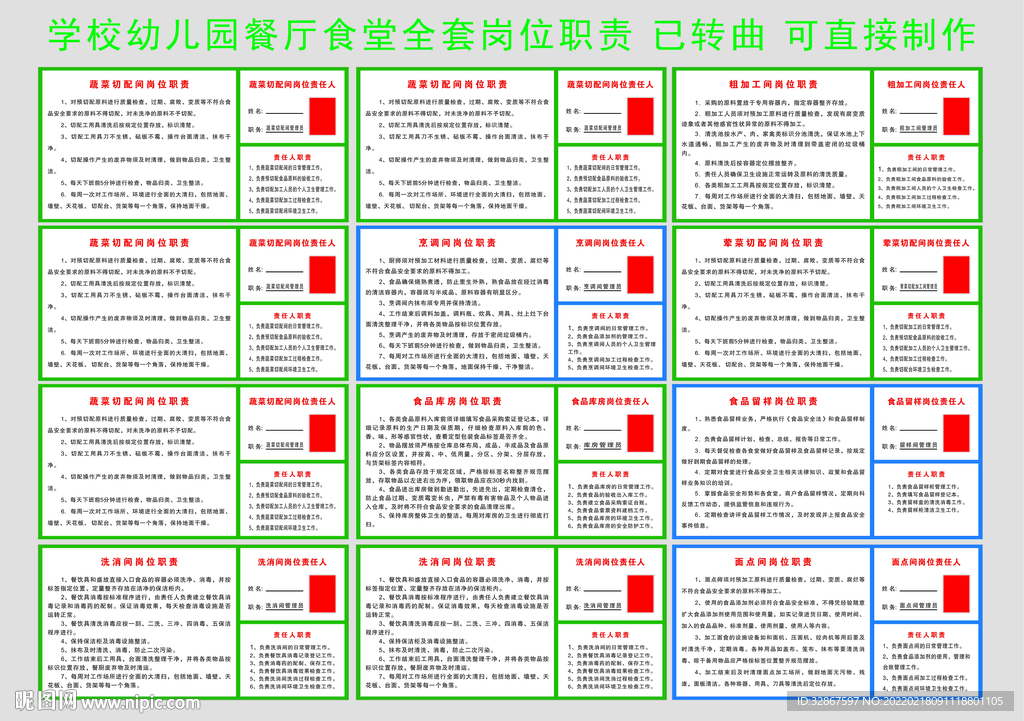 学校幼儿园食堂餐厅岗位职责