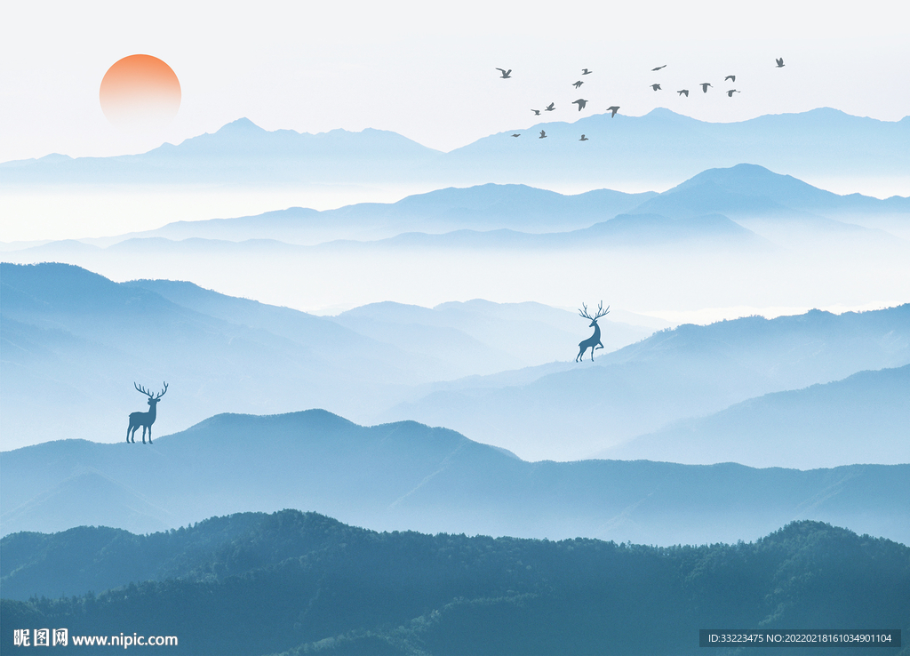 新中式山水背景