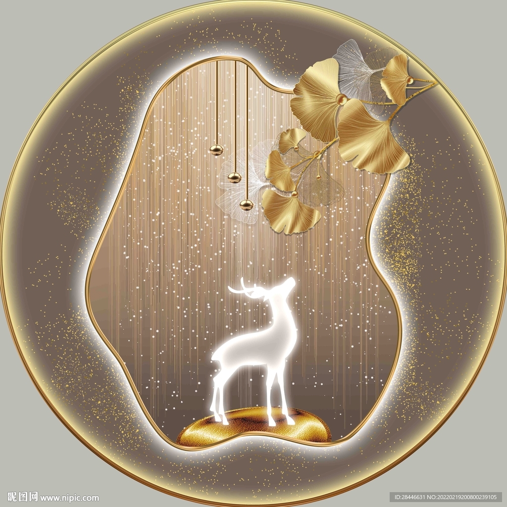 轻奢镜面圆形玄关装饰画 