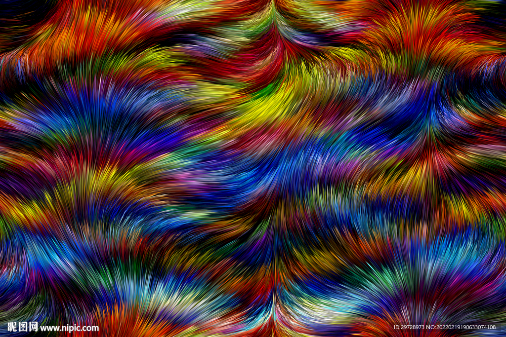 七彩动感毛发线条纹理