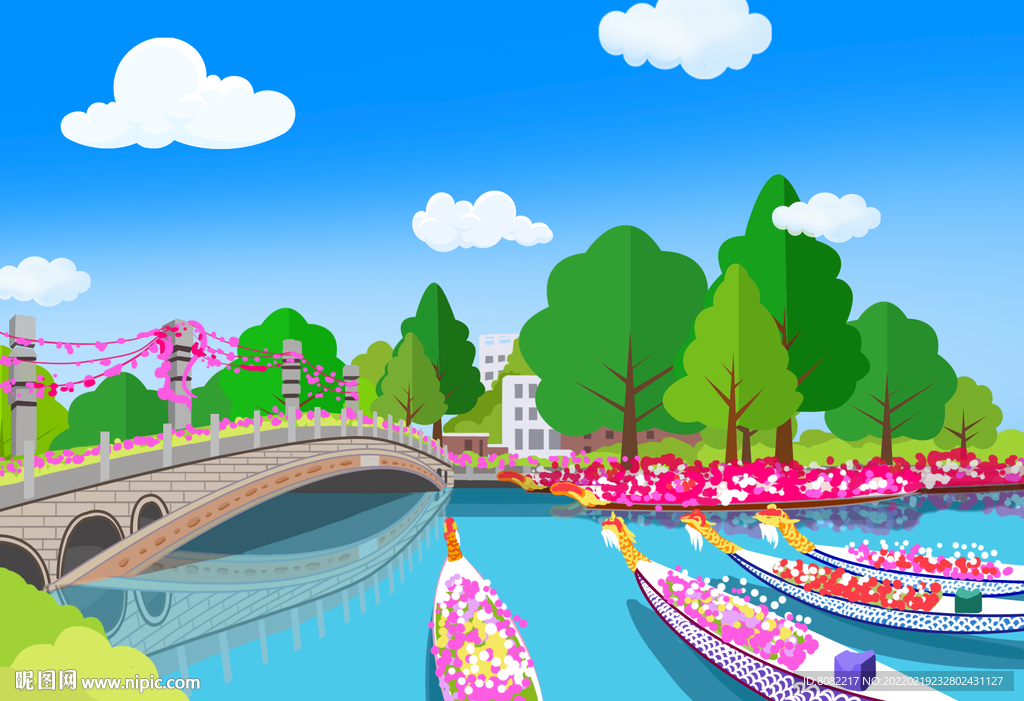 里水花船图
