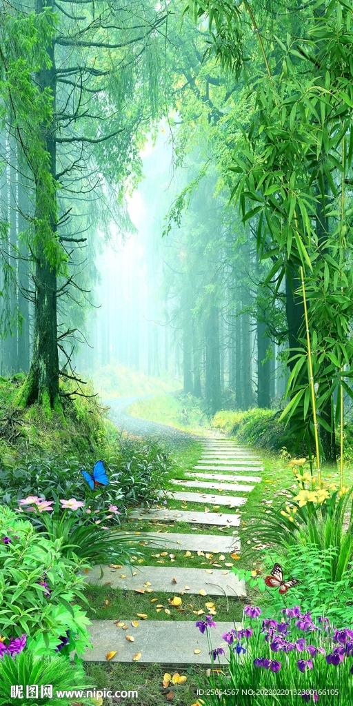 树林小路林荫路自然美景玄关