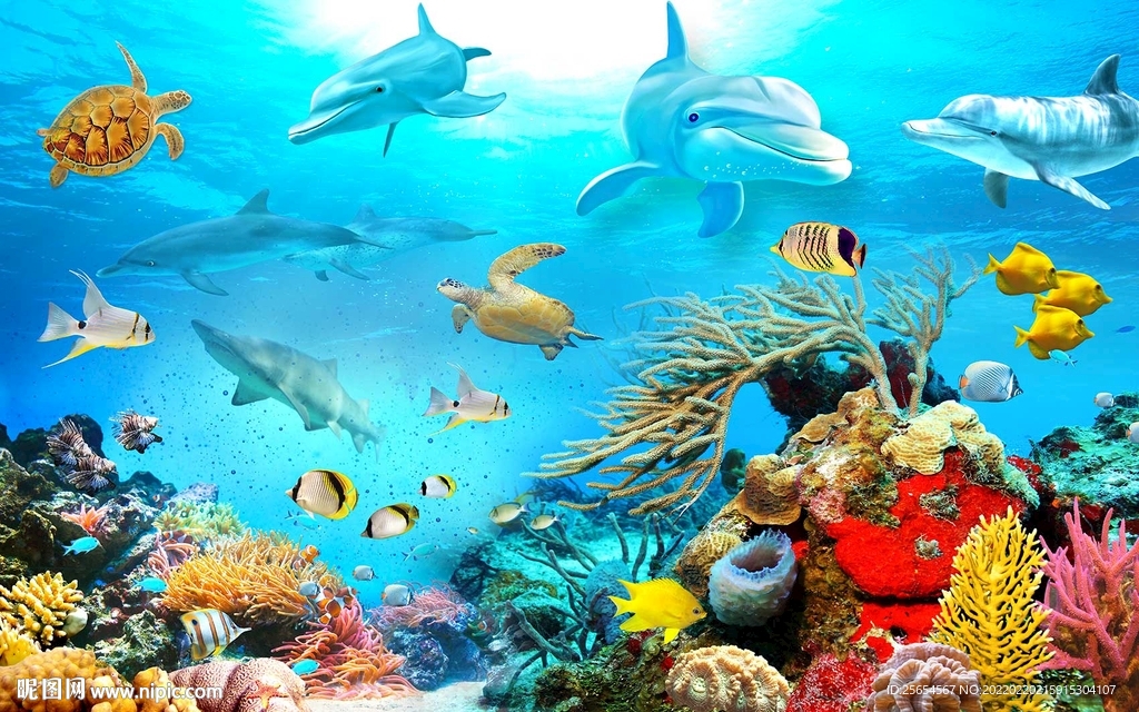 立体海底世界3D背景墙