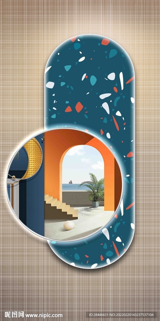 轻奢镜面玄关装饰画