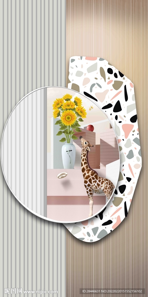 轻奢镜面玄关装饰画