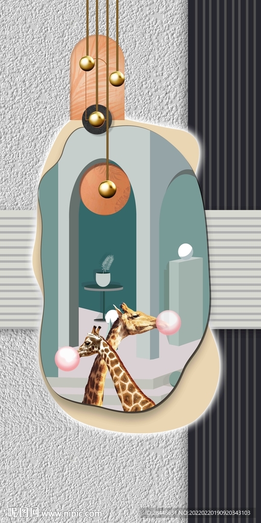 轻奢镜面玄关装饰画