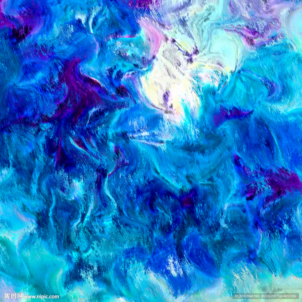  蓝色调创意油画