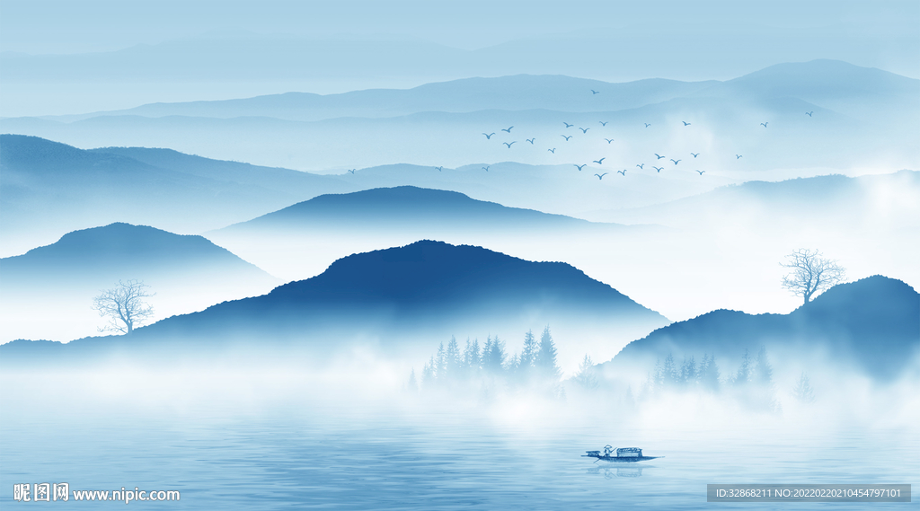 水墨山