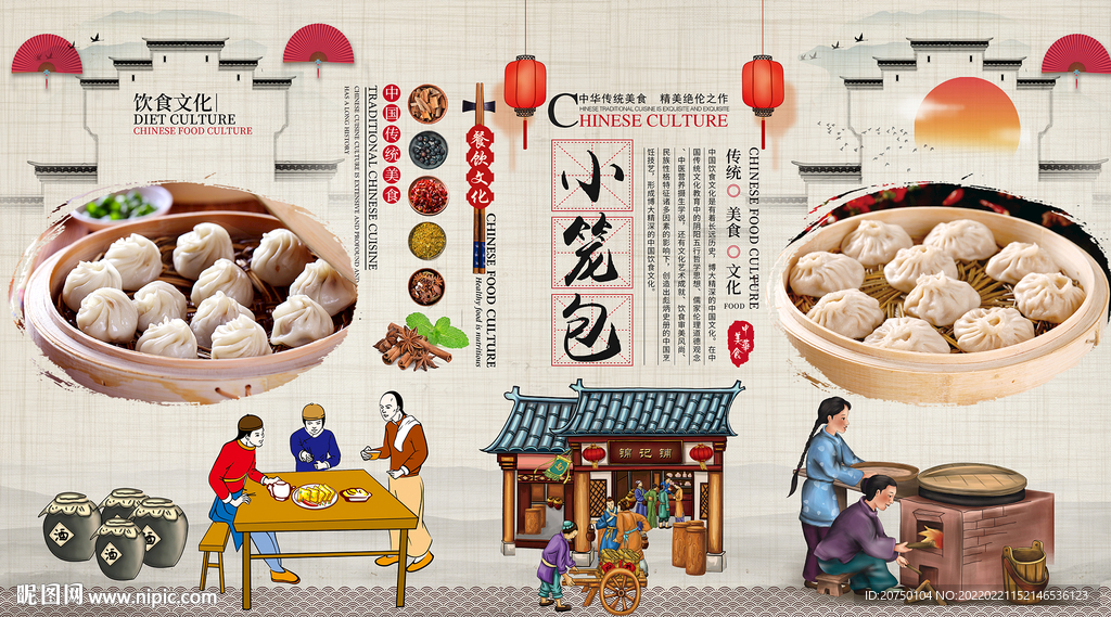 小笼包背景墙