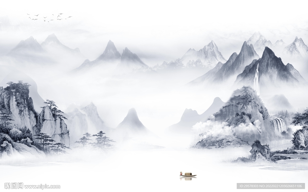 大气 别墅背景山水 TIF分层