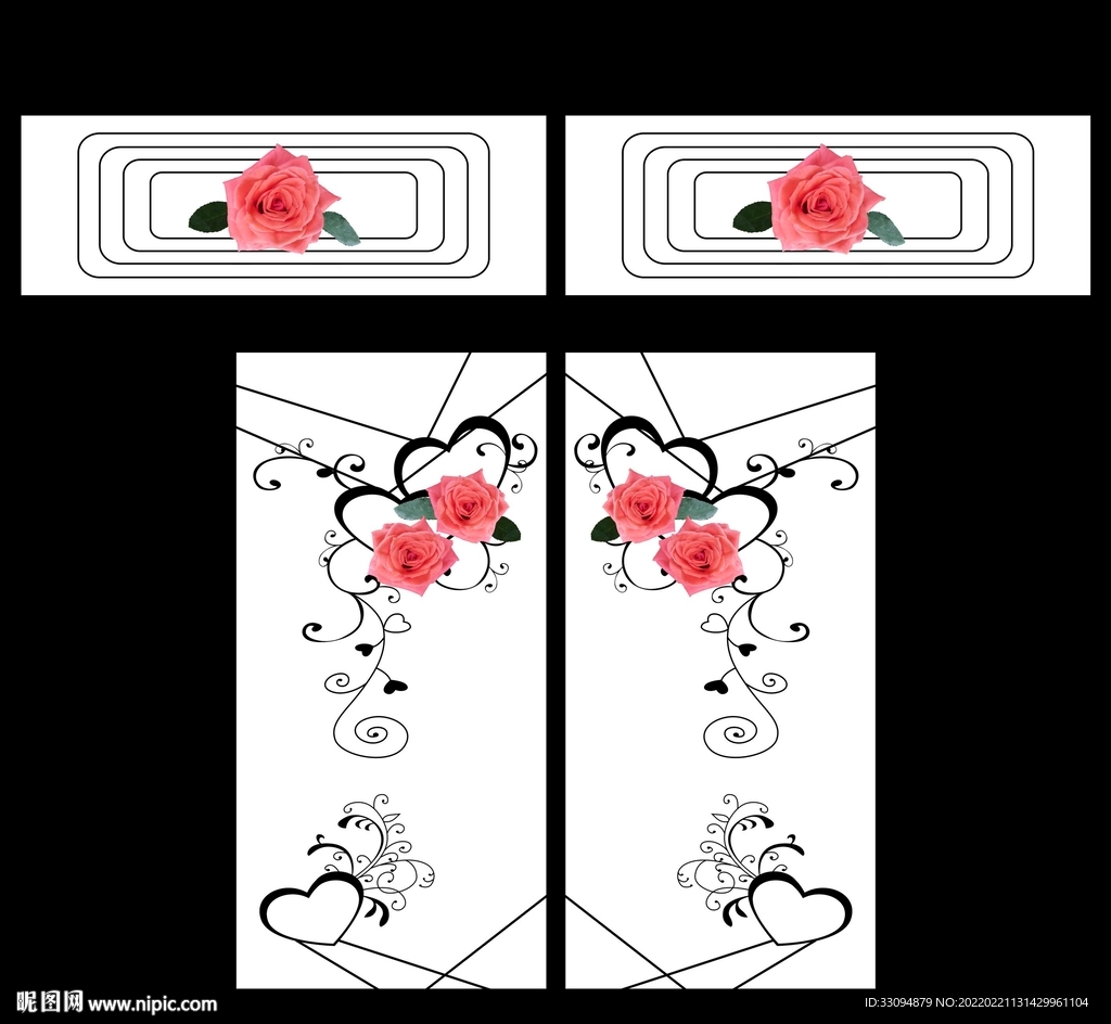 高清分层透明底推拉门打印图