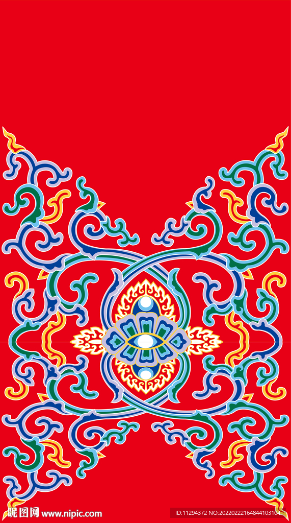 缠枝纹七彩吉祥纹样
