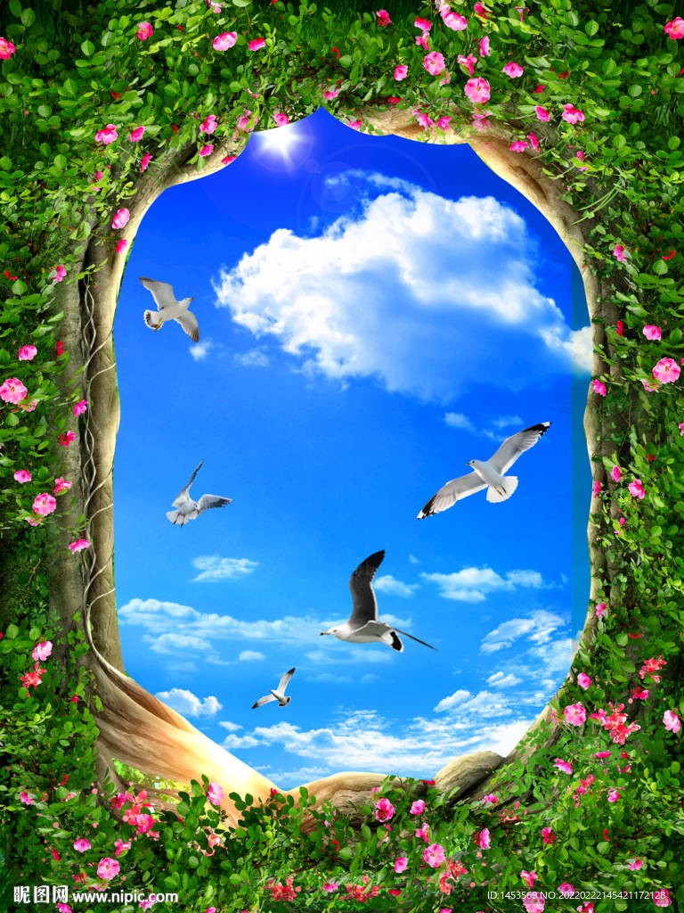 蓝天白云天顶画